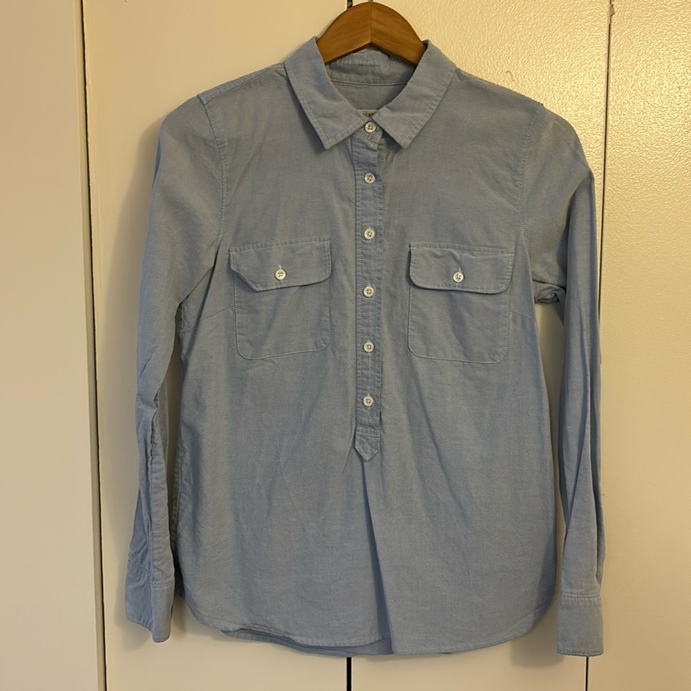 J Crew Blue Cotton Button Down Shirt